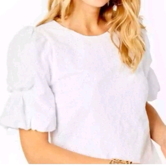 Lilly Pulitzer Tops - LILLY PULITZER White Puff Sleeve Blouse